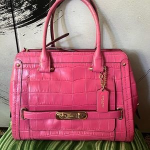 Coach Exotic Pink Croc Embossed Leather Purse with Dust Bag